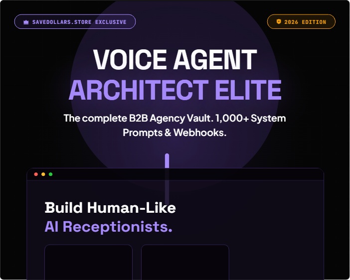 AI Voice Agency Blueprint | Vapi & Bland AI Templates | Prompt Engineering Course | ChatGPT B2B Prompts | AI Receptionist | Premium For Less 49 voice architect mockup m1 AI Voice Agency Blueprint | Vapi & Bland AI Templates | Prompt Engineering Course | ChatGPT B2B Prompts | AI Receptionist | Premium For Less