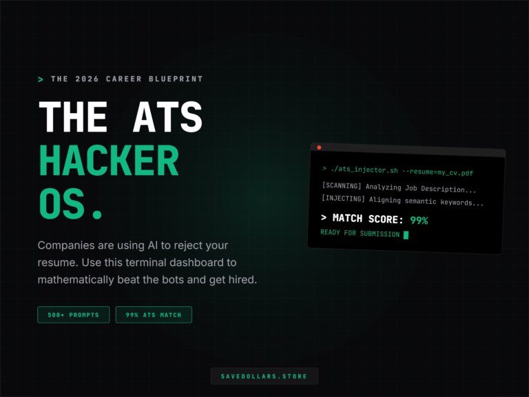 ATS Hacker OS | AI Resume Screeners, ChatGPT Prompts, Interview Simulator (html Dashboard)
