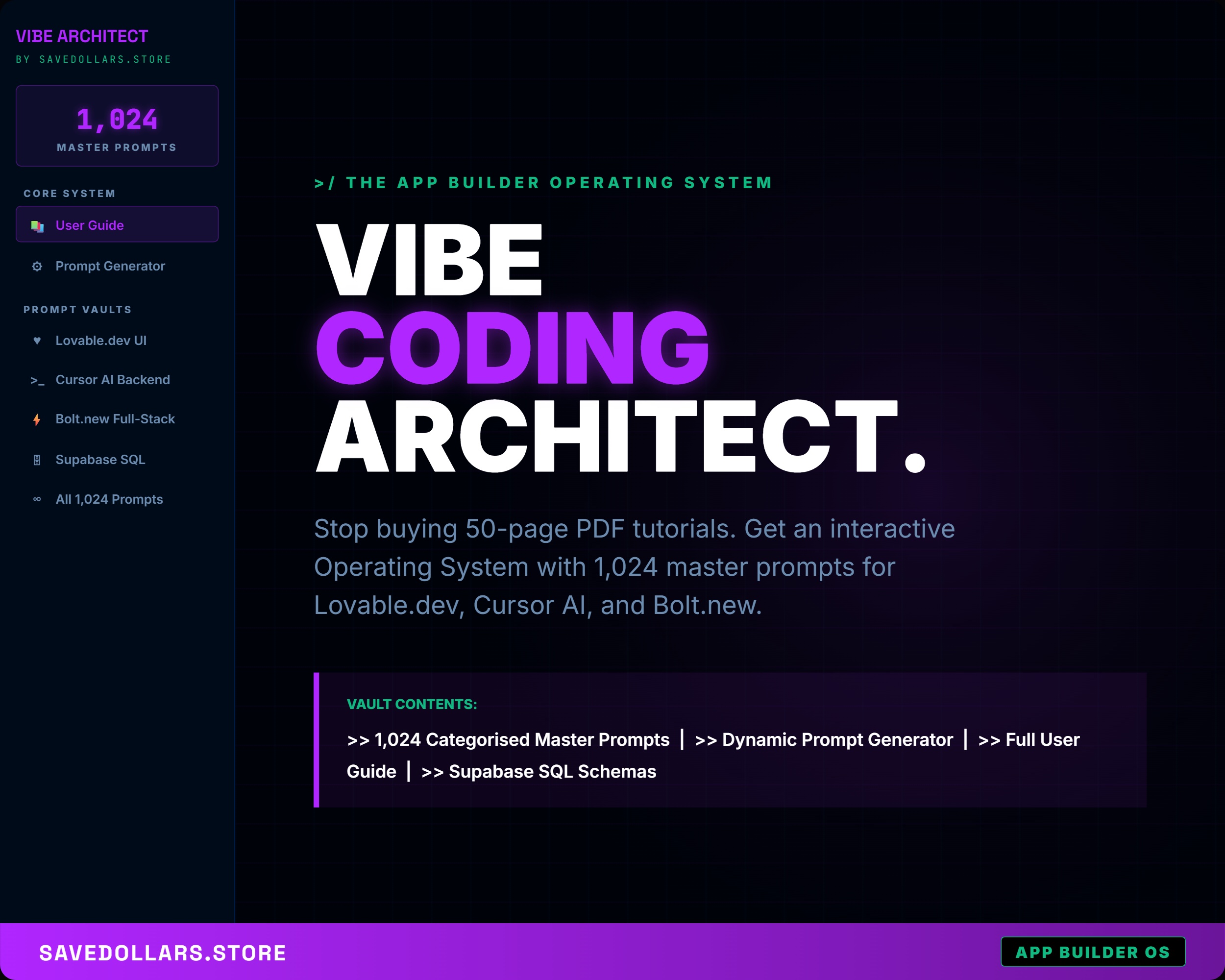 Vibe Coding Blueprint – | 1024 AI App Architecture Blueprints (Digital Download)