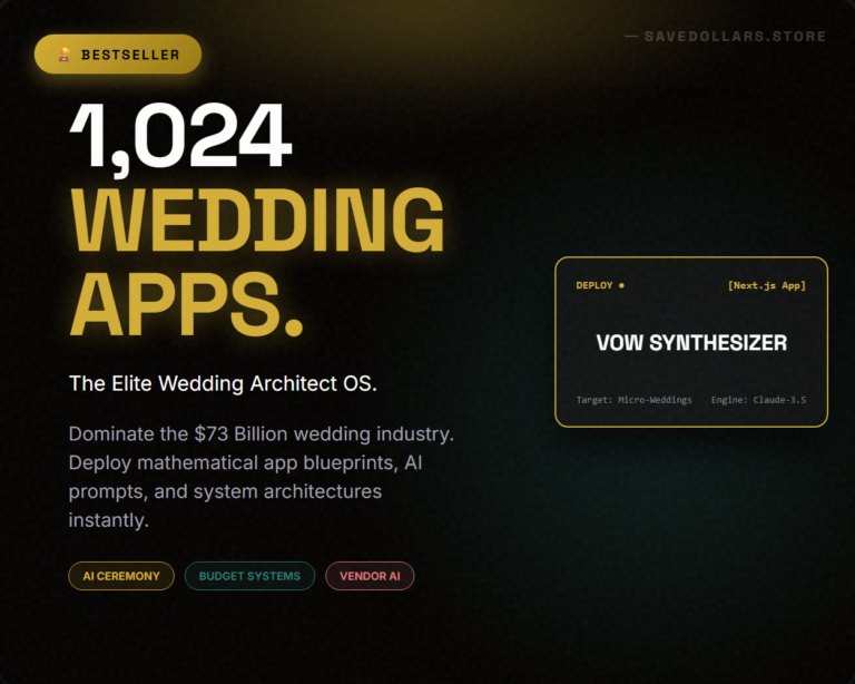 Elite Wedding Architect OS | 1,024 App Blueprints, AI Prompts (Instant Download)
