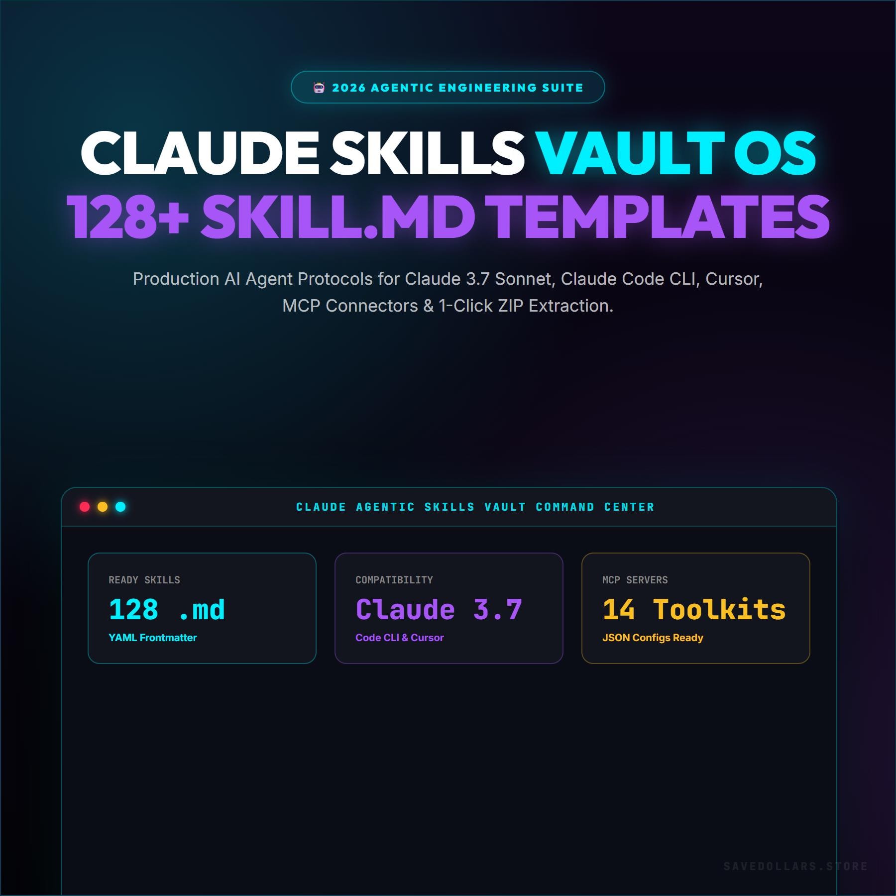Claude Skills Vault OS | 128+ SKILL.md Templates, MCP Toolkits (Digital Download)