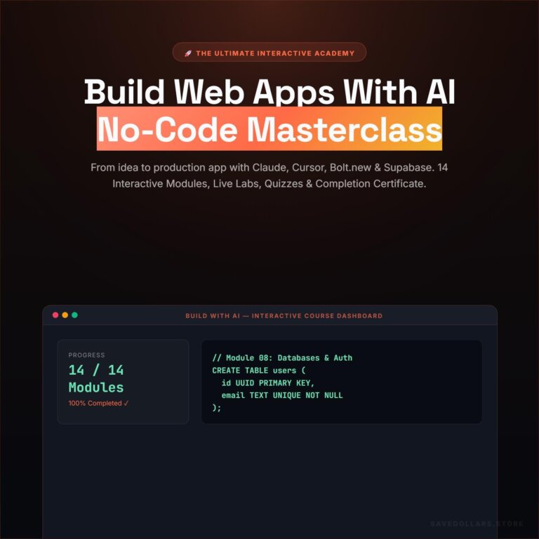 No-Code AI Masterclass guide: Build Web Apps, Prompt Engineering Guide (Interactive HTML)