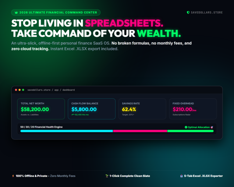 Finance Tracker OS | 2026 Monthly Budget & Net Worth Planner | Dark Mode Income Expense Tracker | 50 30 20 Rule | Excel Export App 3 01 hero command center Finance Tracker OS | 2026 Monthly Budget & Net Worth Planner | Dark Mode Income Expense Tracker | 50 30 20 Rule | Excel Export App