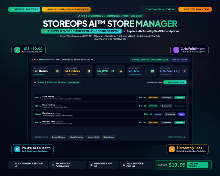 StoreOps AI | Autonomous E-Commerce Store Manager & SEO Agent | WooCommerce Shopify Automation Tool