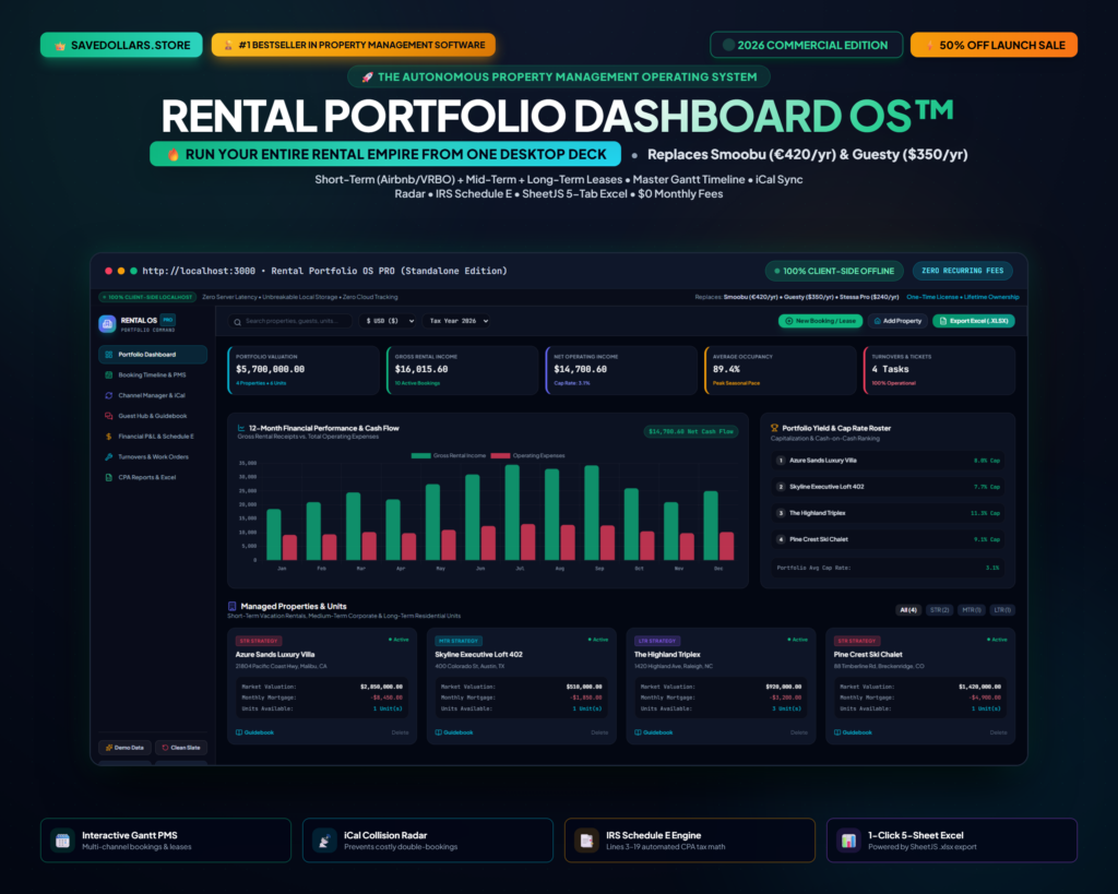Rental Portfolio Dashboard OS PRO | Standalone Property Management Software