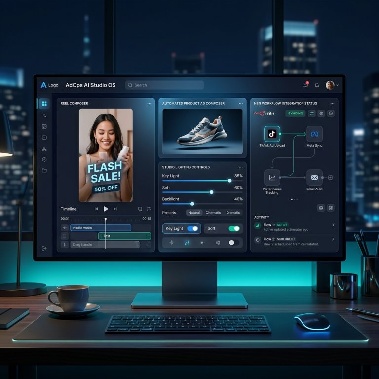 AdOps AI Studio OS v2.4 Pro — Automated Social Video Reels & Ad Creative Studio 2 AdOps AI Studio OS Master Desktop Mission Control Dashboard