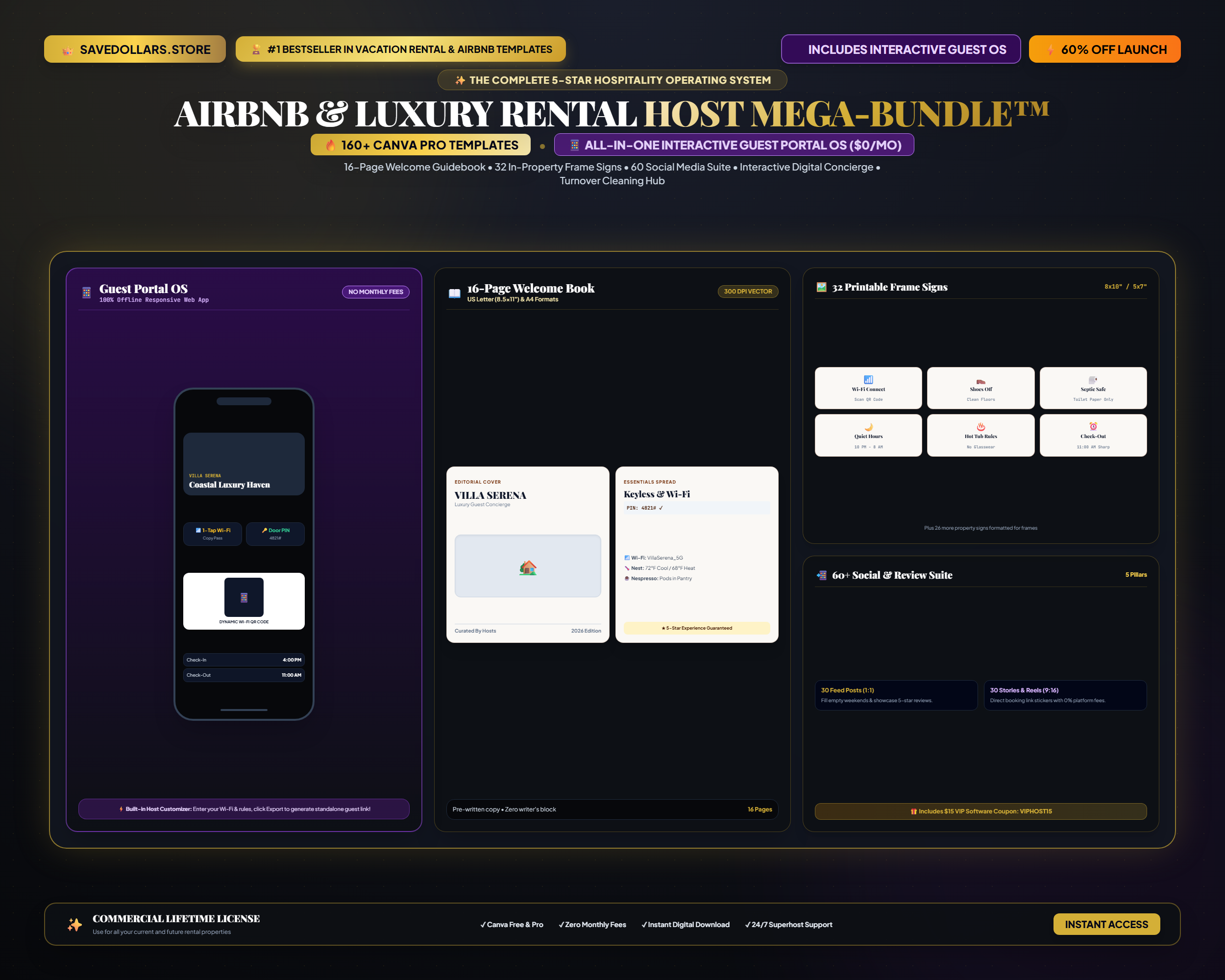 Airbnb & Luxury Rental Host Mega-Bundle™ | 160+ Canva Templates + Digital Guest Portal OS