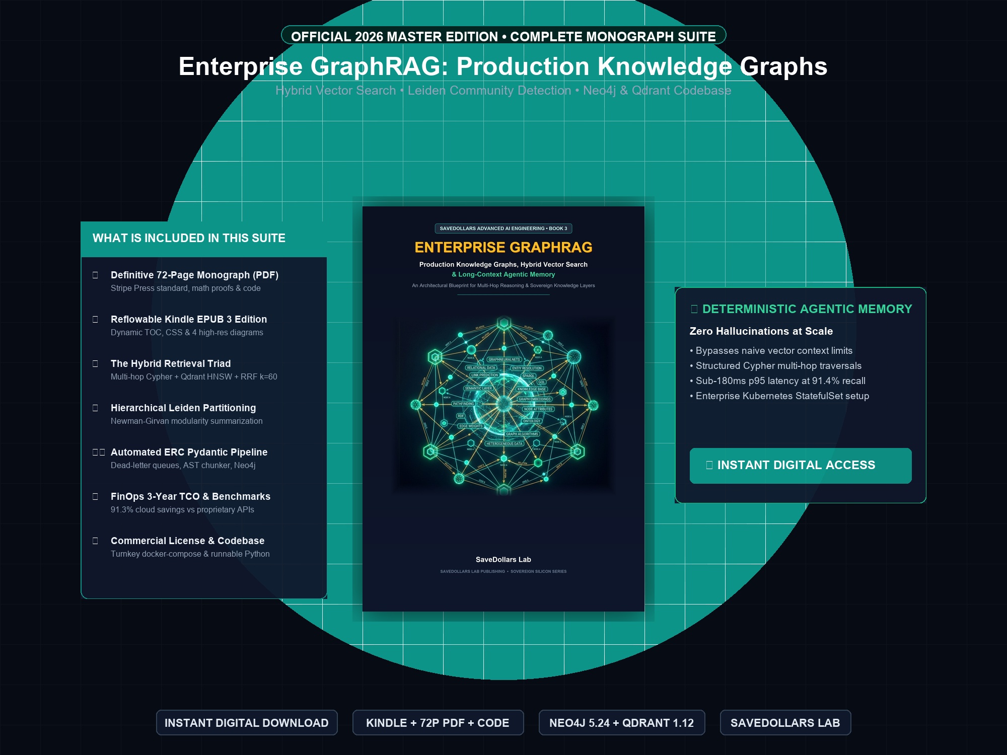 Enterprise GraphRAG: Production Knowledge Graphs & Hybrid Vector Search (Master Monograph + Turnkey Codebase)