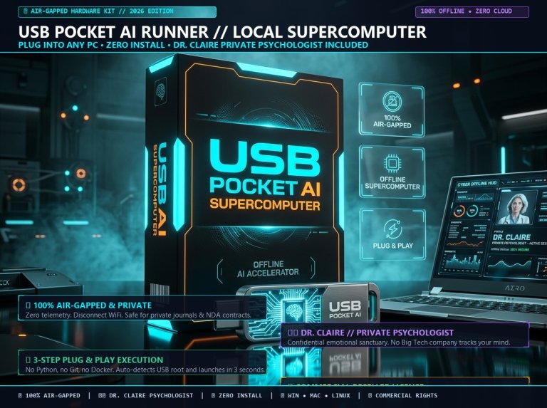 USB Pocket AI Runner - Offline Portable LLM Supercomputer Kit 2 Air-Gapped Offline USB AI Supercomputer and Private Psychologist Mind Sanctuary